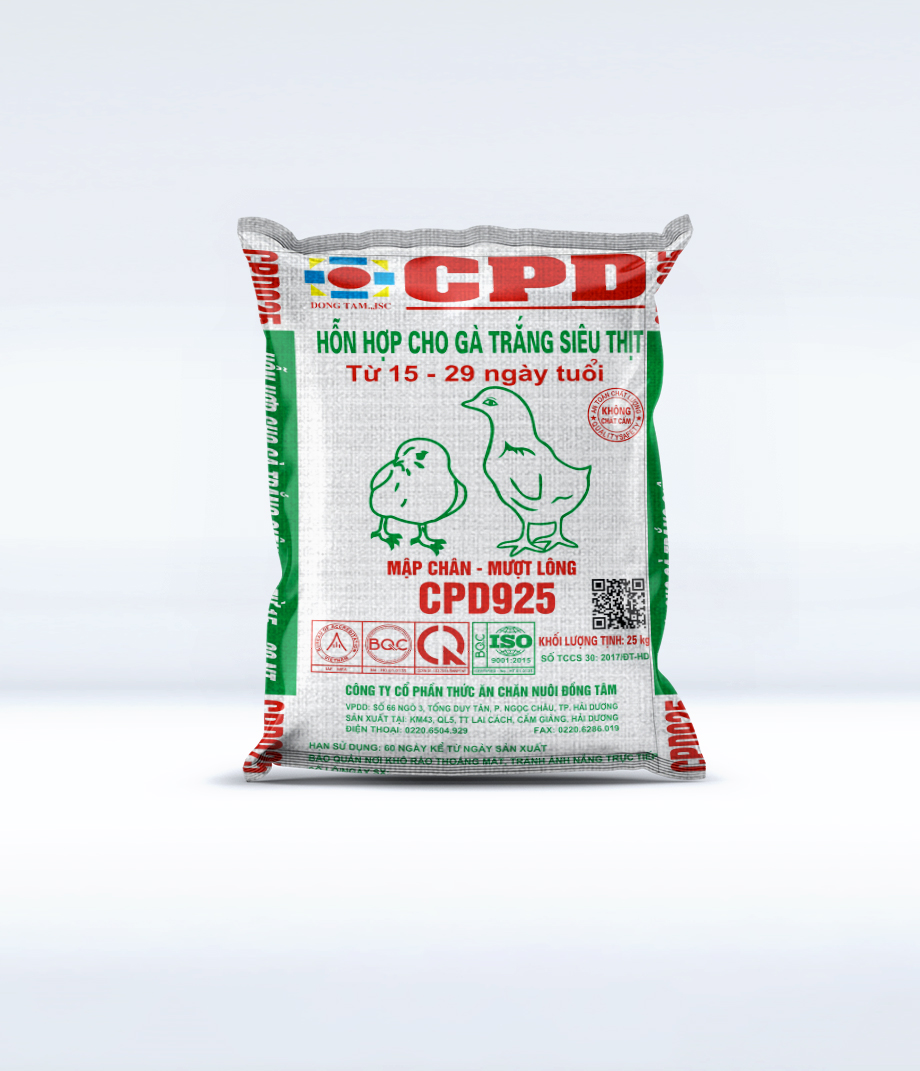 CPD 925 Hỗn hợp dành cho gà trắng siêu thịt từ 15-29 ngày tuổi