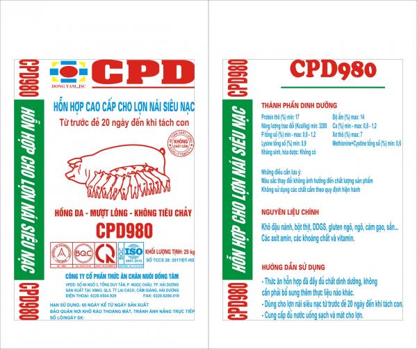 CPD 980 Thức ăn hỗn hợp cao cấp cho lơn lái siêu lạc.