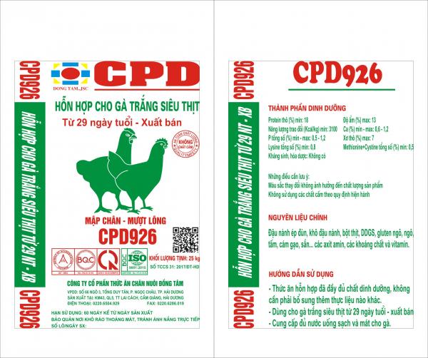 CPD 926 Hỗn hợp dành cho gà trắng siêu thịt từ 29 ngày - xuất bán 